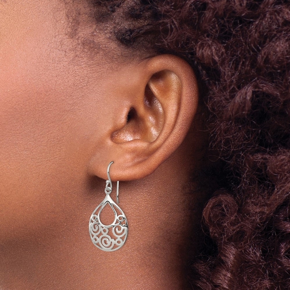 6pc Sterling Silver Plated Polished Filigree Teardrop Dangle Earrings + Gift Box